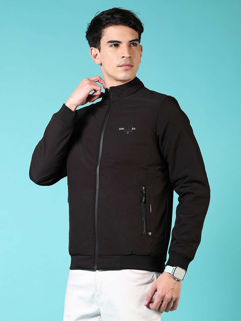 men long sleeves solid bomber jacket - 21679808 -  Standard Image - 5