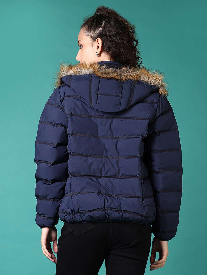 women solid hooded puffer jacket - 21679831 -  Standard Image - 3