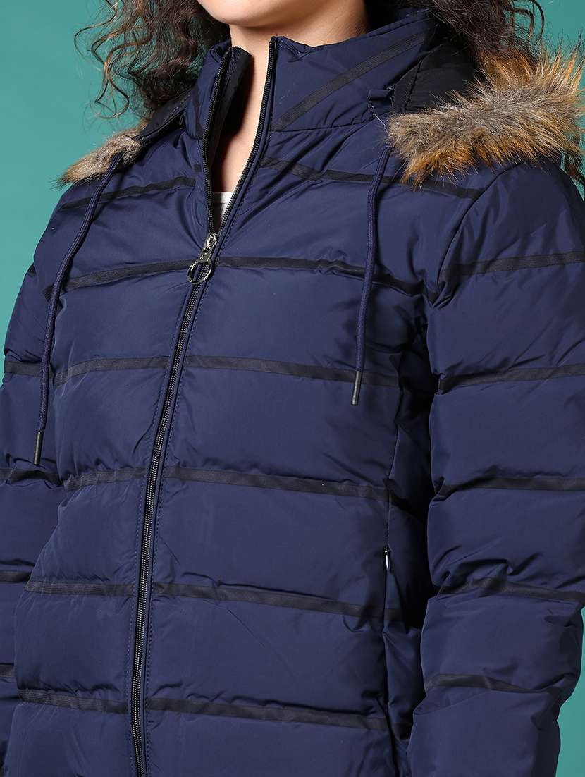 women solid hooded puffer jacket - 21679831 -  Standard Image - 5