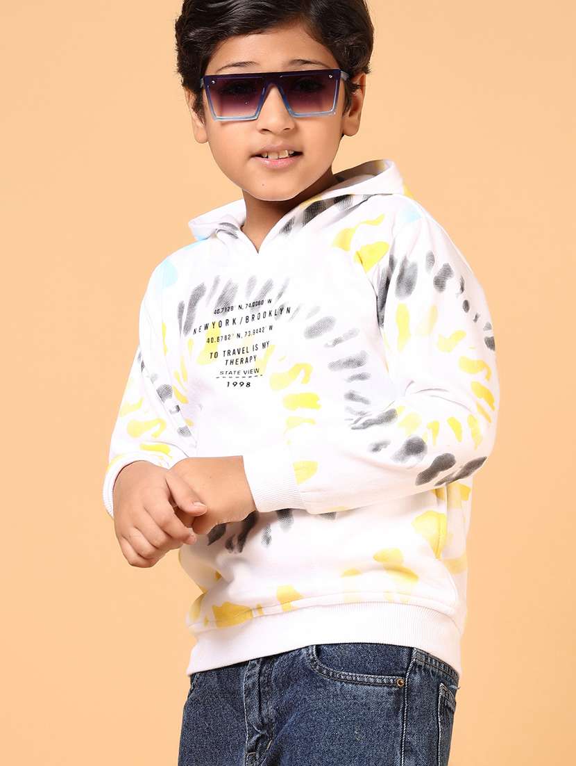 boys printed long sleeve hooded sweatshirt