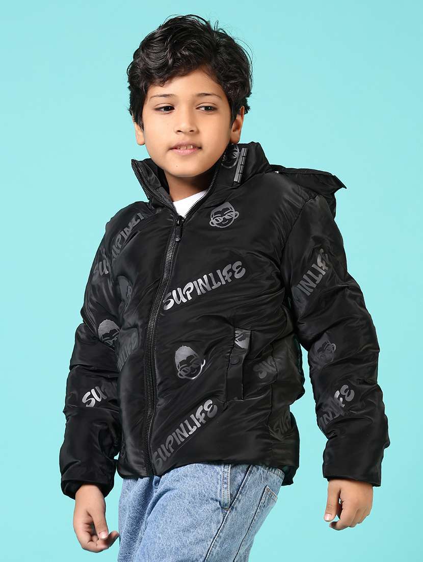boys printed long sleeve hooded puffer jacket - 21679895 -  Standard Image - 5