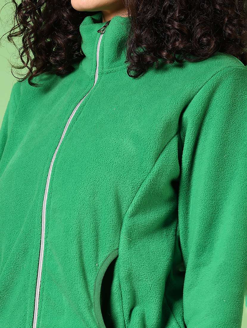 women green solid long sleeve regular jacket - 21679914 -  Standard Image - 3