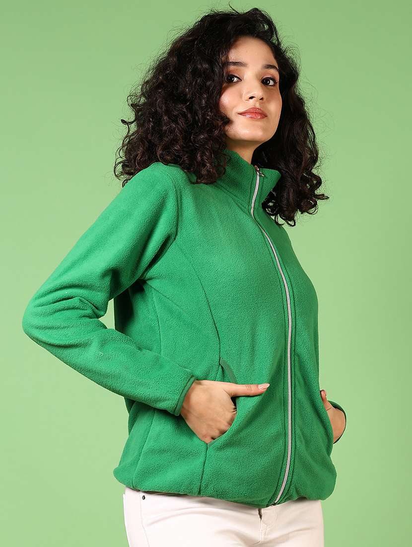 women green solid long sleeve regular jacket - 21679914 -  Standard Image - 5