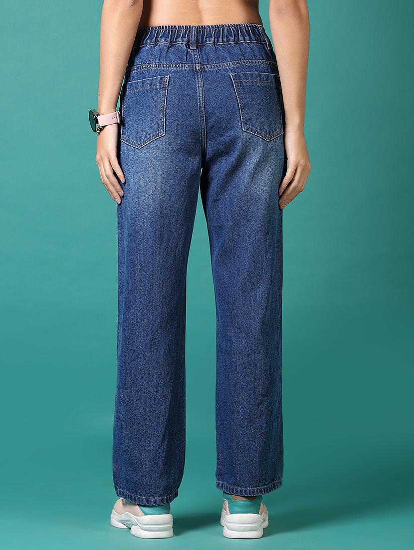 women solid high rise straight fit jeans - 21679964 - Standard Image - 3