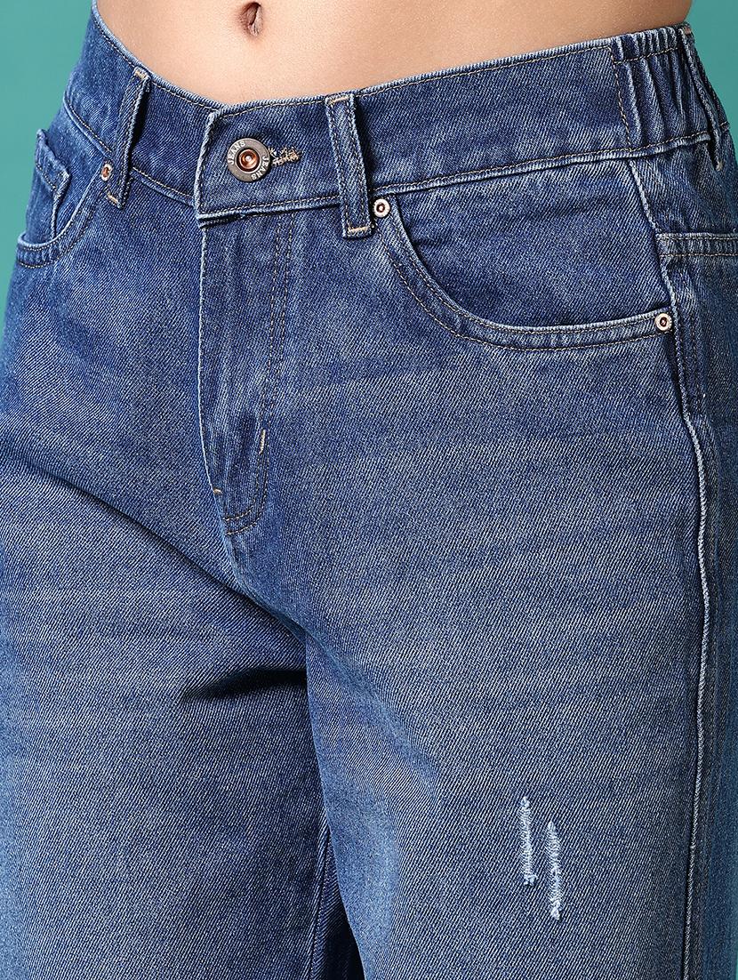 women solid high rise straight fit jeans - 21679964 - Standard Image - 5
