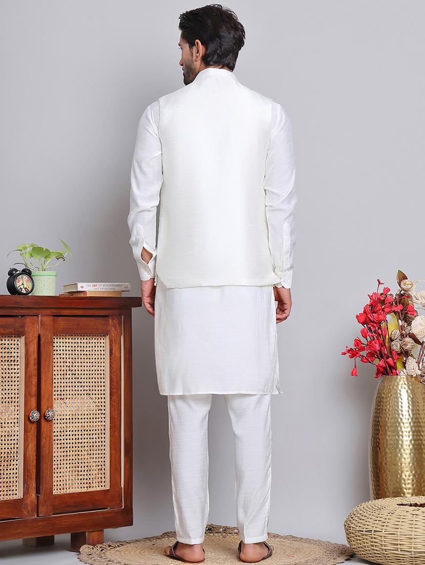 men solid mandarin neck kurta jacket set - 21679977 - Standard Image - 3