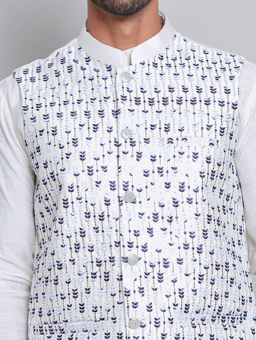 men solid mandarin neck kurta jacket set - 21679977 - Standard Image - 5