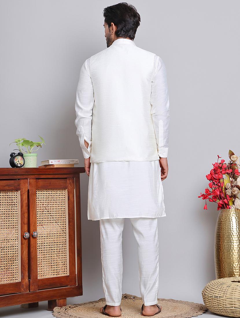 men solid mandarin neck kurta jacket set - 21679979 - Standard Image - 3