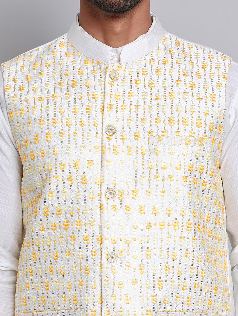 men solid mandarin neck kurta jacket set - 21679979 - Standard Image - 5