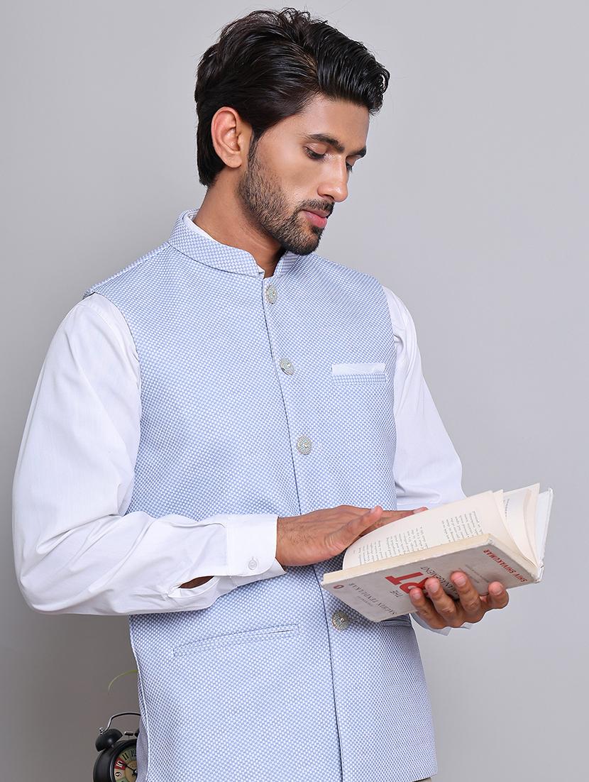 men mandarin neck sleeveless nehru jacket - 21679980 - Standard Image - 3