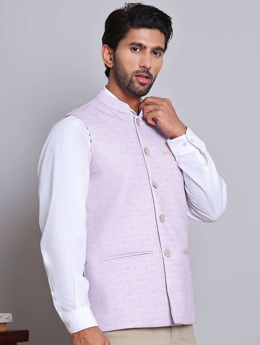 men mandarin neck sleeveless nehru jacket