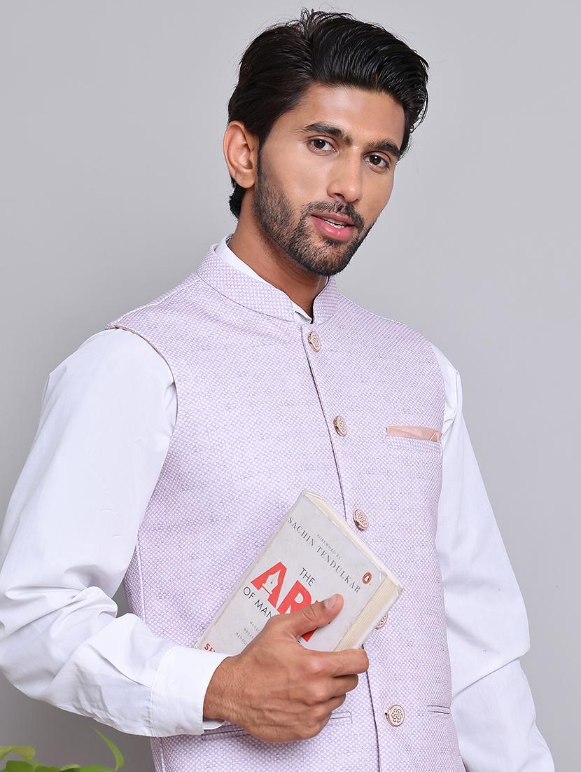 men mandarin neck sleeveless nehru jacket - 21679981 - Standard Image - 3