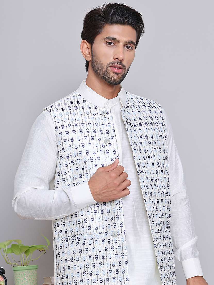 men mandarin neck sleeveless nehru jacket - 21679982 - Standard Image - 3