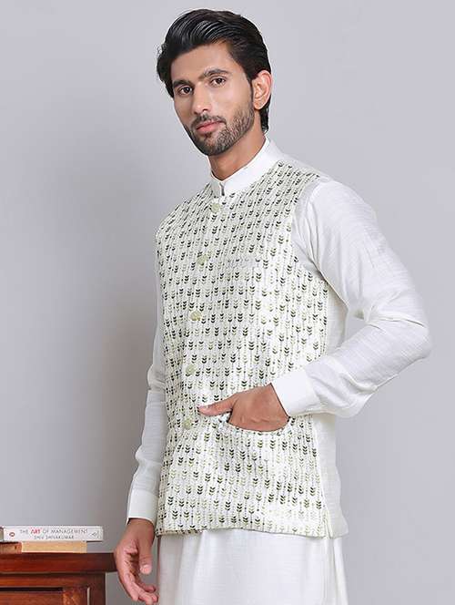 men mandarin neck sleeveless nehru jacket - 21679983 - Standard Image - 0