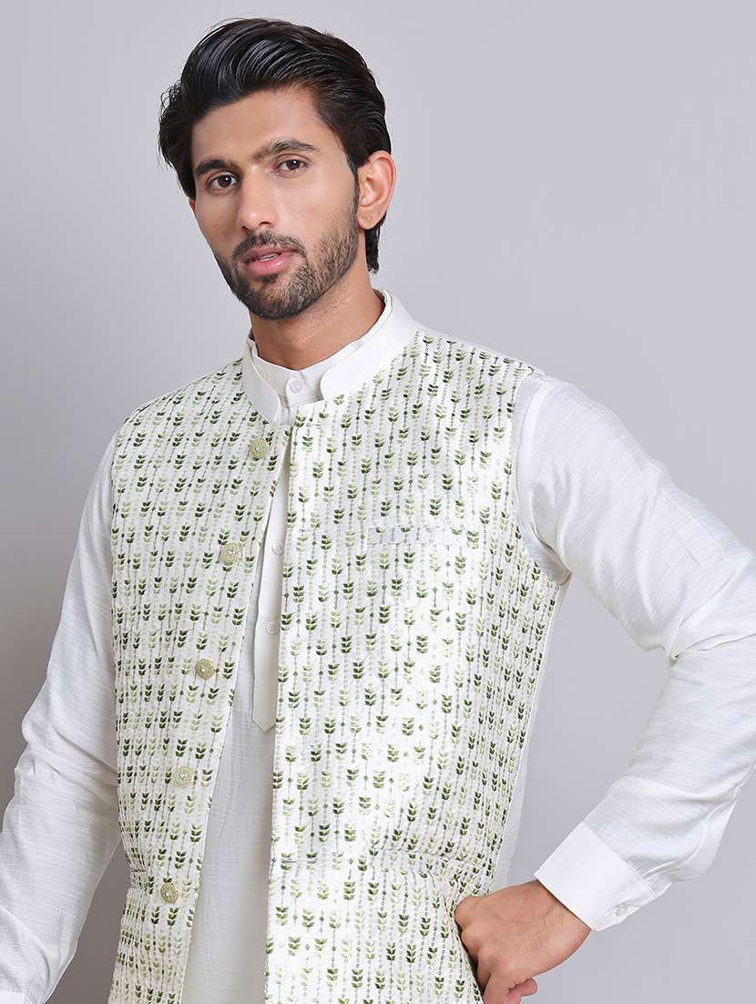 men mandarin neck sleeveless nehru jacket - 21679983 - Standard Image - 3
