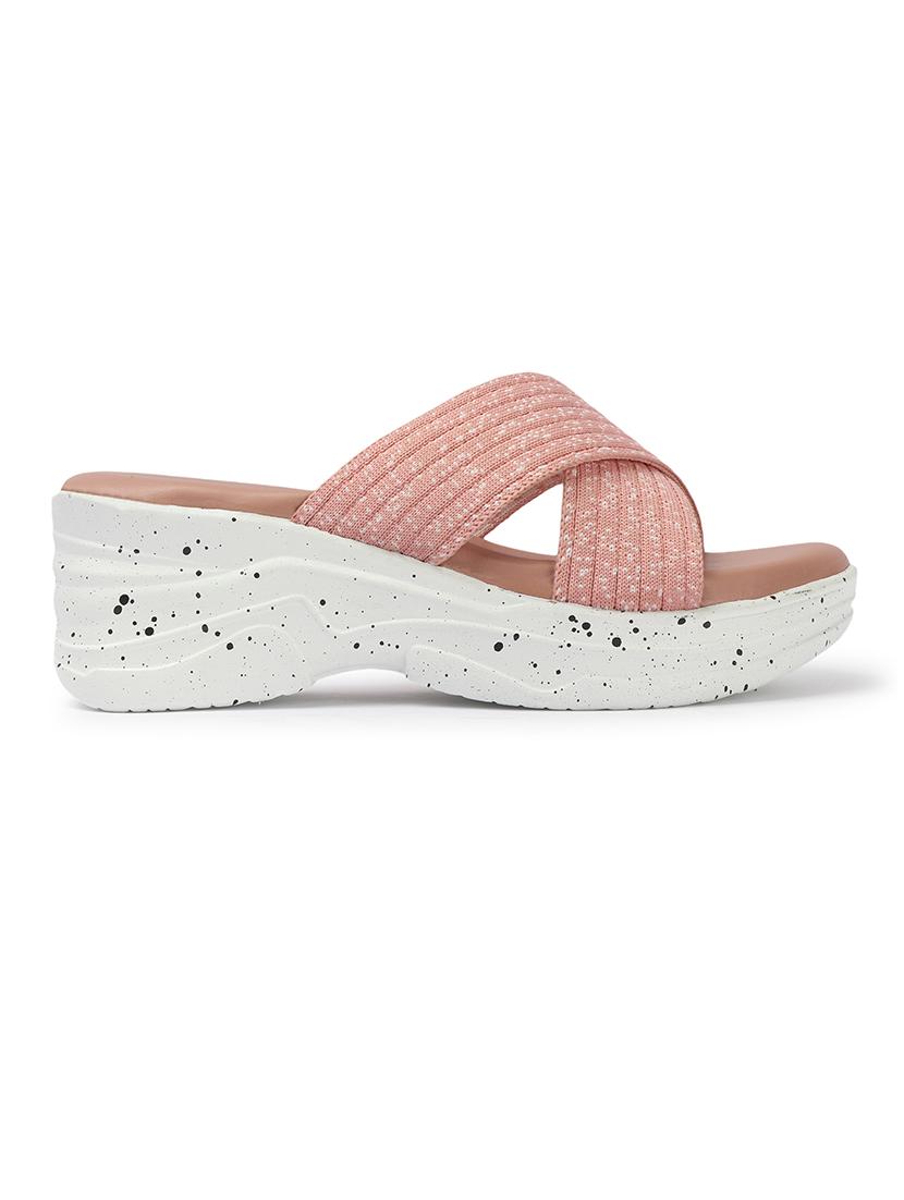 women peach slip on wedges - 21679992 - Standard Image - 3