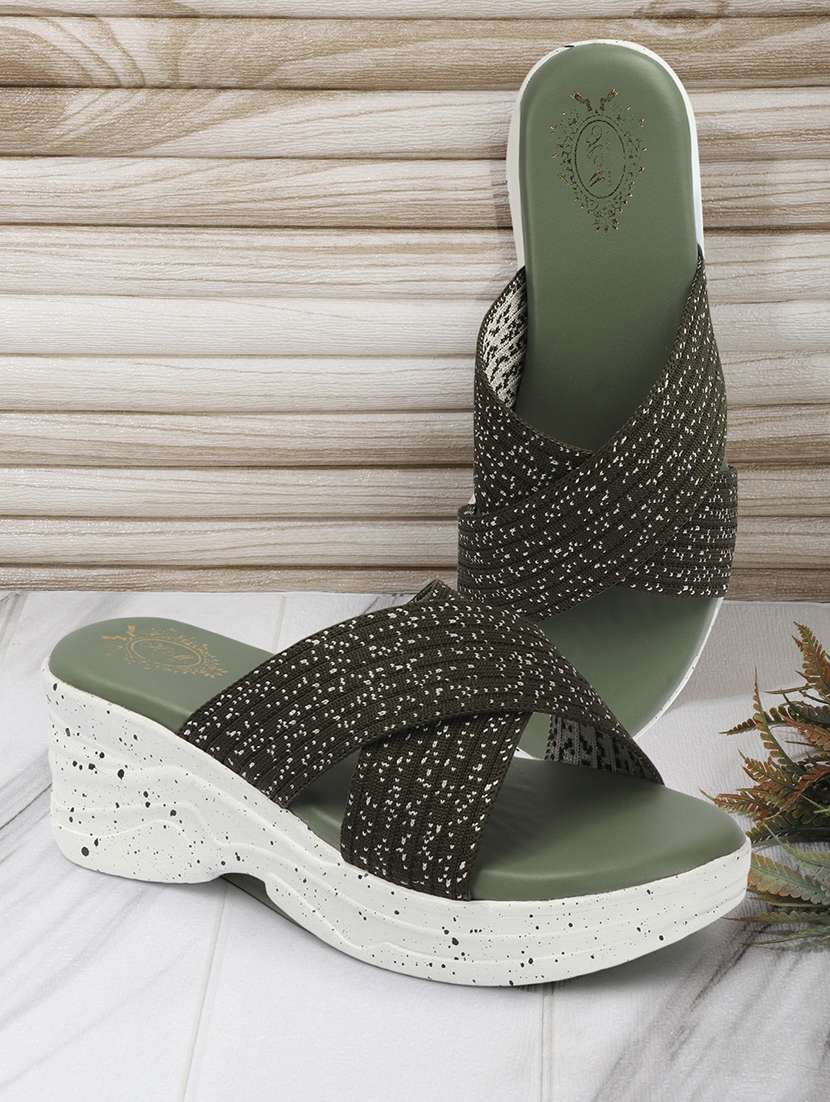 women olive slip on wedges - 21679993 - Zoom Image - 0
