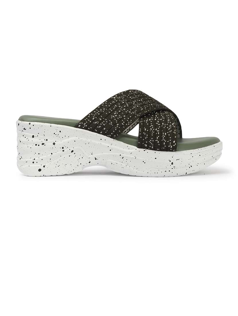 women olive slip on wedges - 21679993 - Standard Image - 3