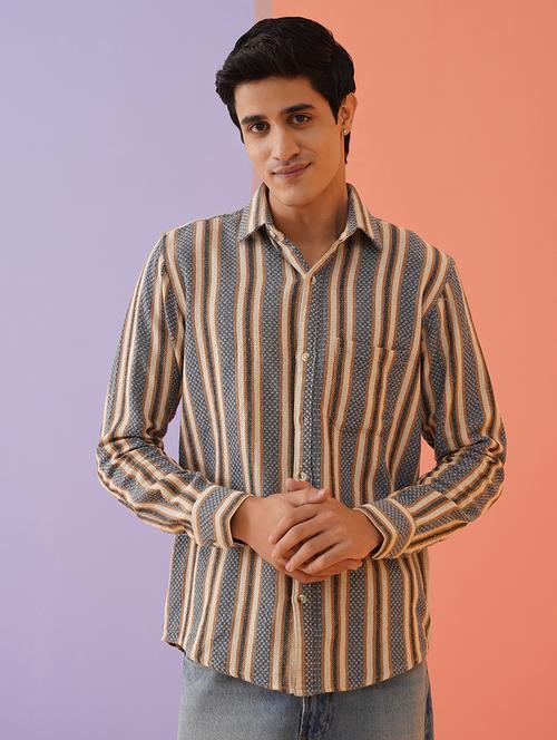 men striped long sleeve casual shirt - 21680037 -  Standard Image - 0