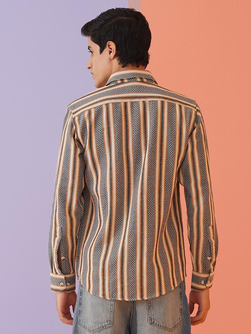 men striped long sleeve casual shirt - 21680037 - Standard Image - 3