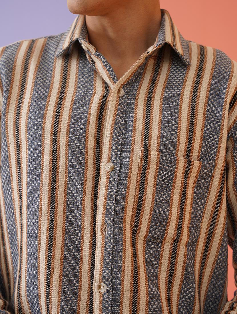 men striped long sleeve casual shirt - 21680037 - Standard Image - 5