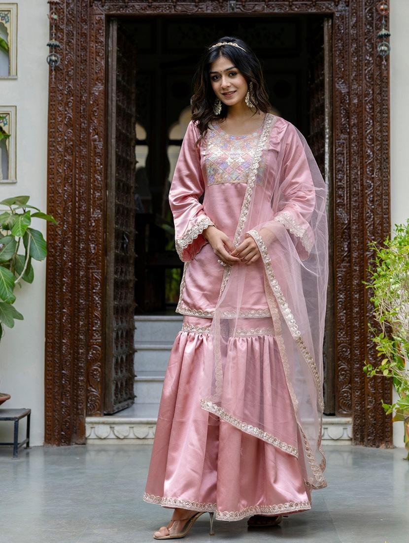women sequin work kurta sharara set with dupatta - 21680208 -  Zoom Image - 0