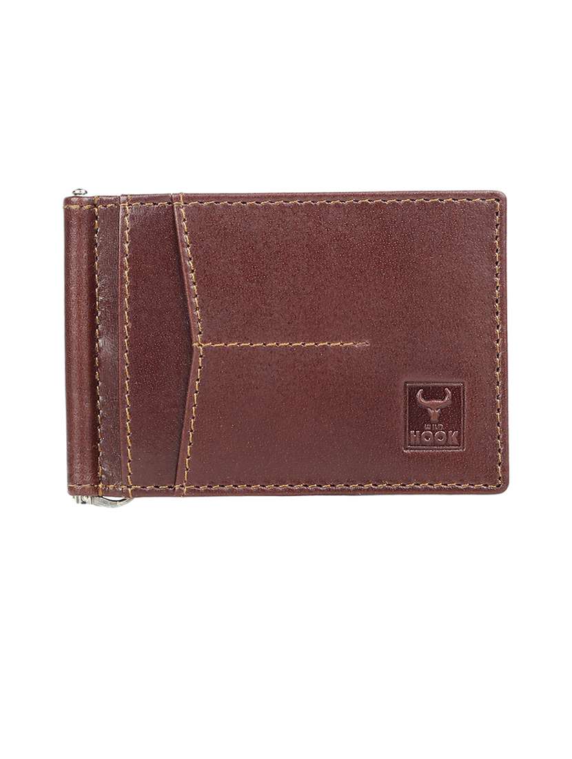men brown genuine leather wallet