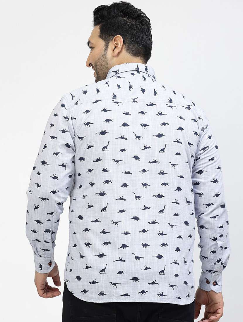 men plus size printed collared long sleeves shirt - 21680260 -  Standard Image - 3