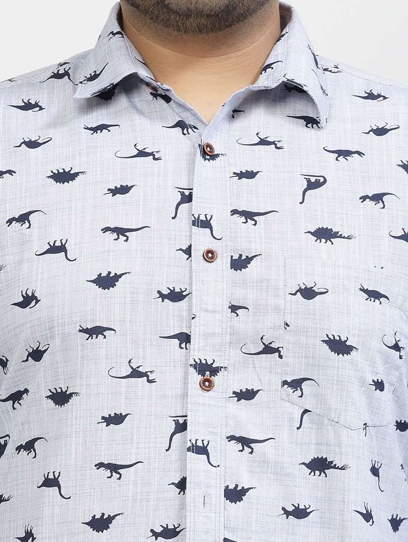 men plus size printed collared long sleeves shirt - 21680260 -  Standard Image - 5