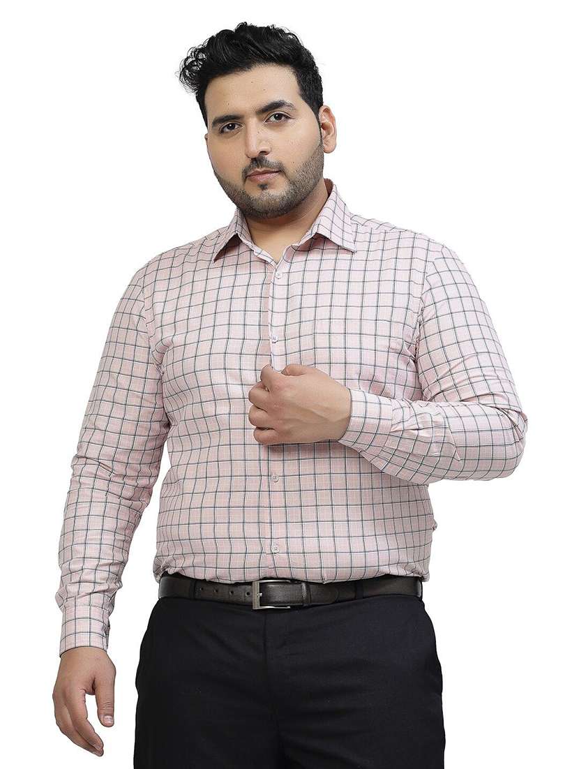 men plus size printed collared long sleeves shirt