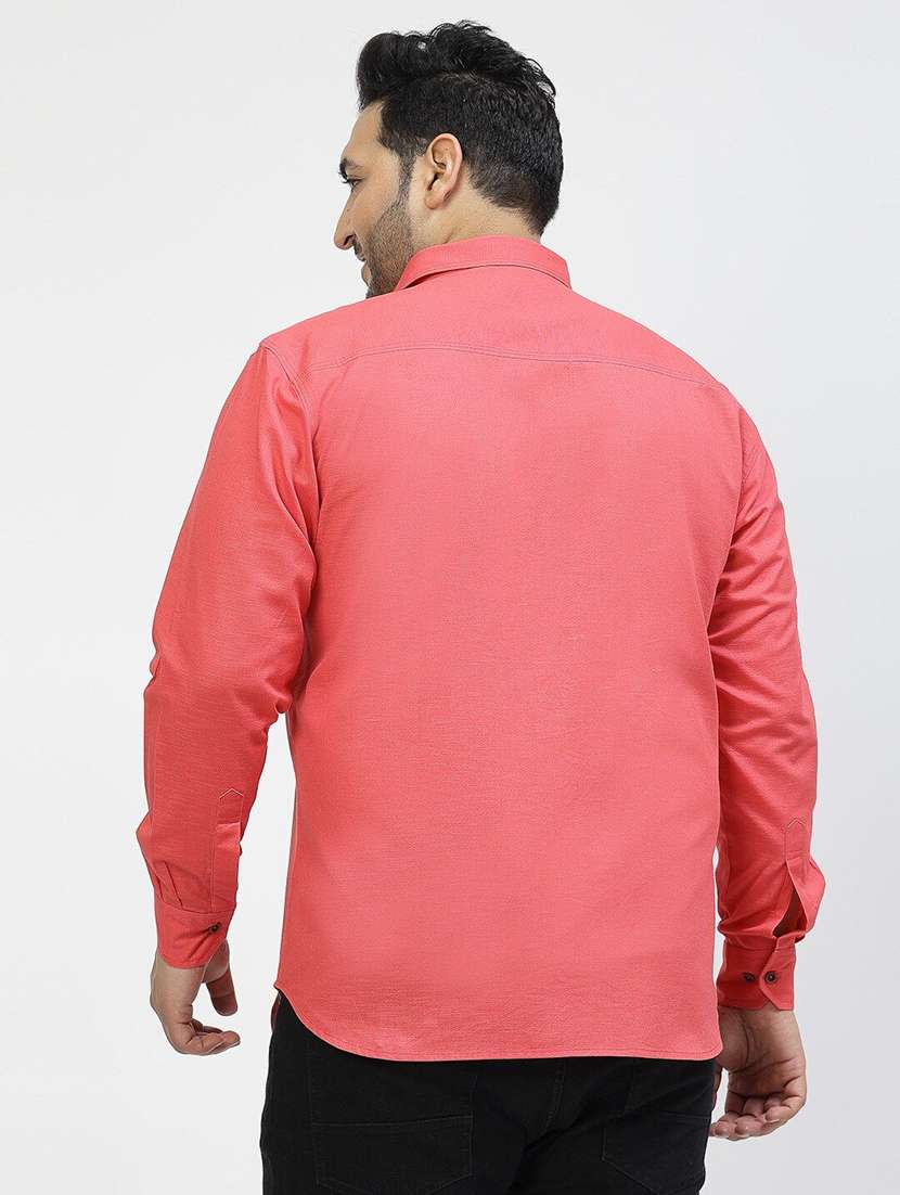men plus size solid collared long sleeves shirt - 21680264 -  Standard Image - 3