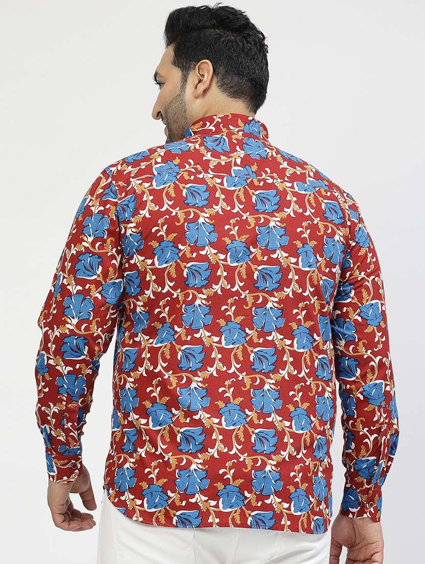 men plus size printed collared long sleeves shirt - 21680274 - Standard Image - 3