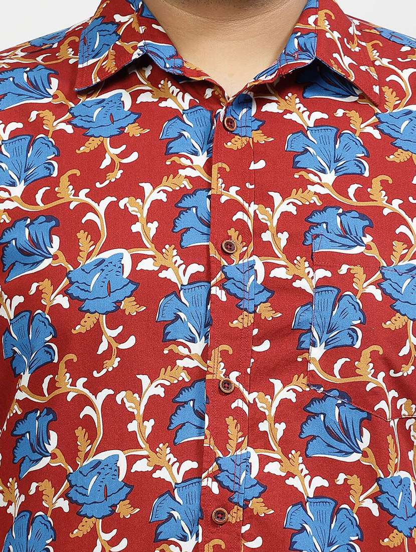 men plus size printed collared long sleeves shirt - 21680274 - Standard Image - 5