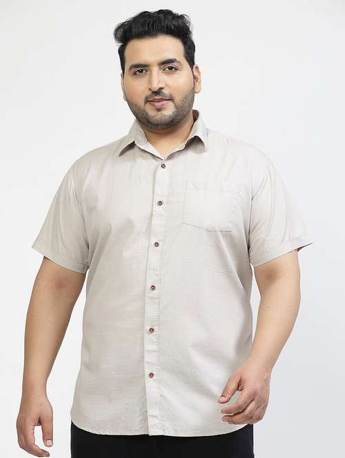 men plus size solid collared short sleeves shirt - 21680282 -  Standard Image - 0
