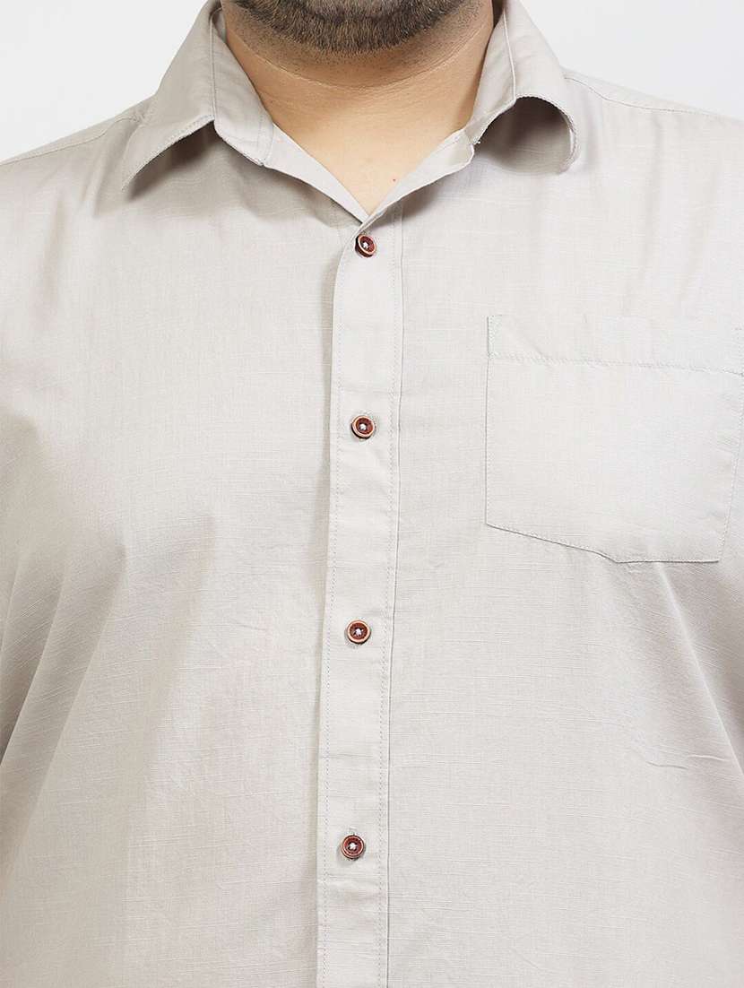 men plus size solid collared short sleeves shirt - 21680282 -  Standard Image - 5