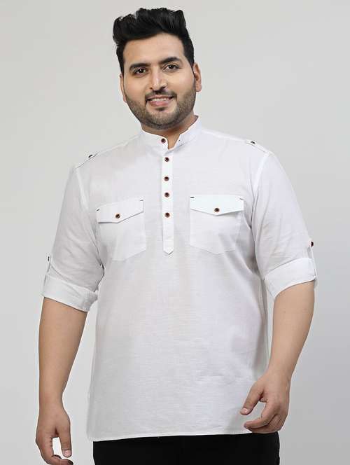 men mandarin neck solid short kurta - 21680292 -  Standard Image - 0