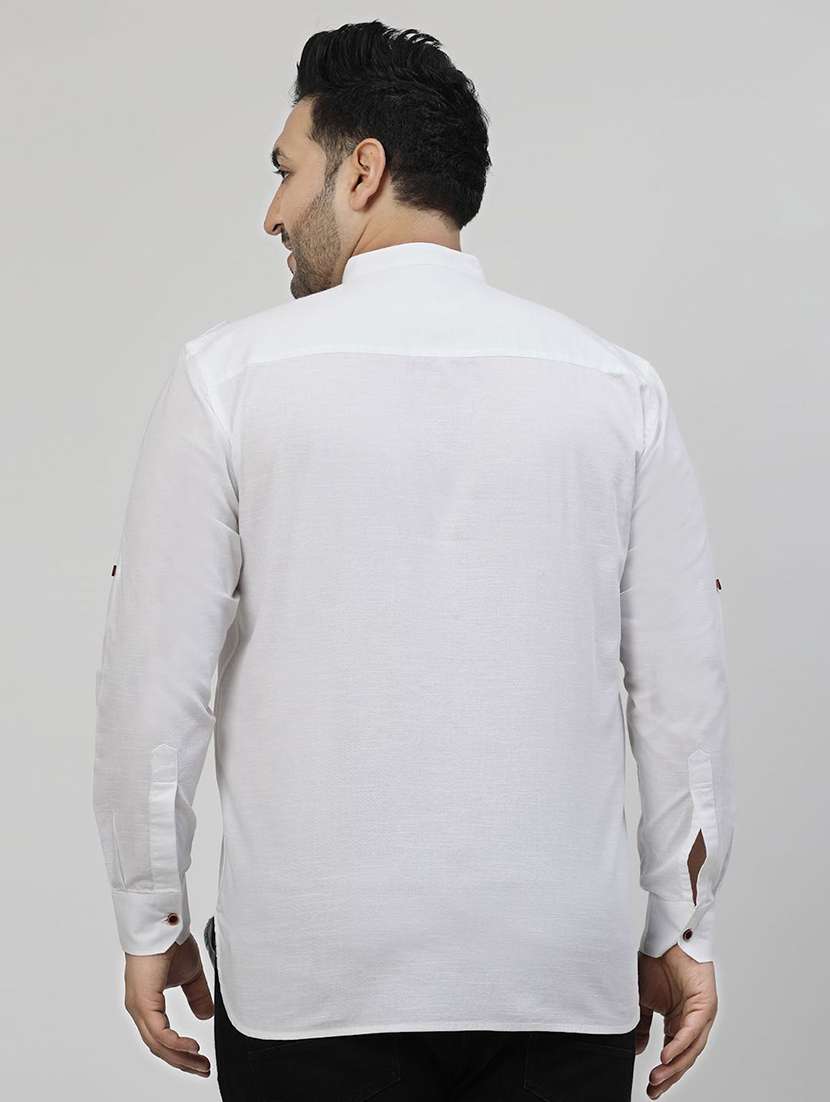 men mandarin neck solid short kurta - 21680292 - Standard Image - 3