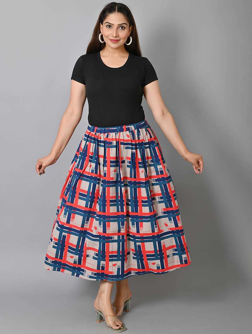 women mid rise printed flared skirt - 21680323 - Standard Image - 3