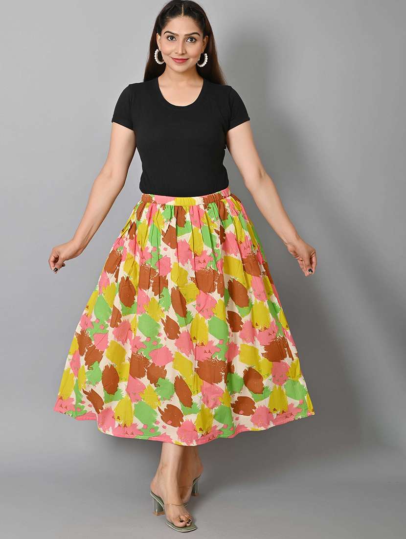 women mid rise printed flared skirt - 21680324 -  Standard Image - 3