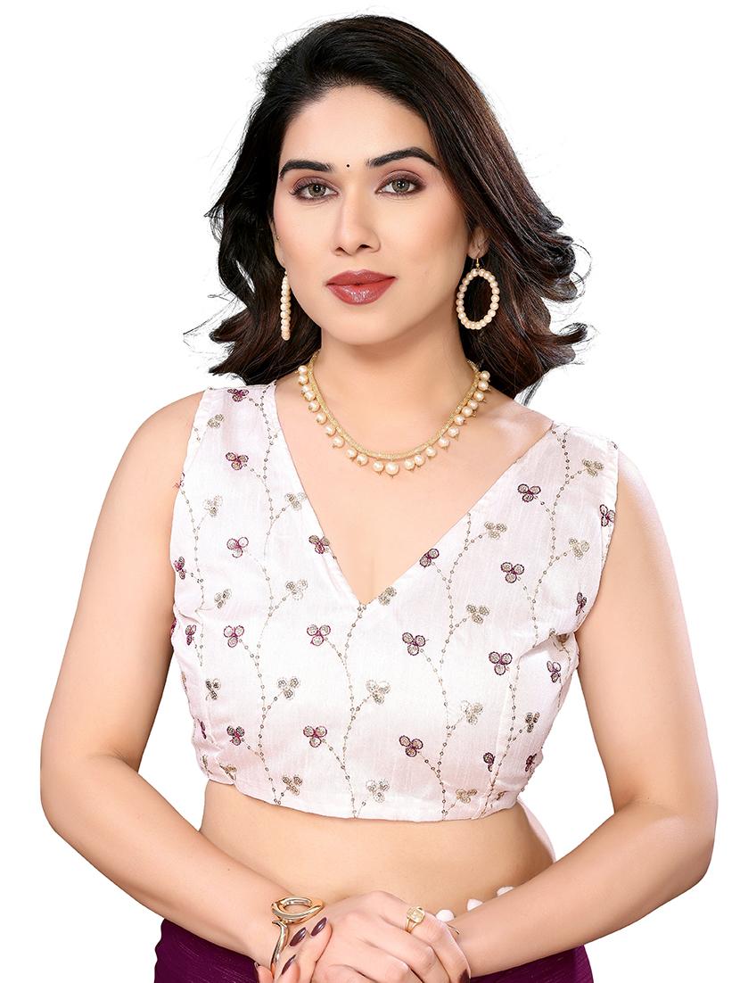 women solid plain saree with blouse - 21680562 - Standard Image - 3