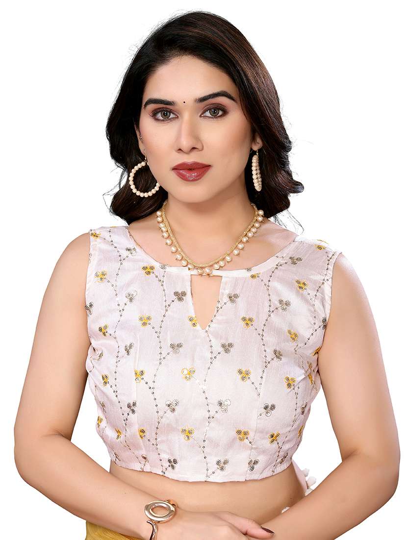 women solid plain saree with blouse - 21680564 - Standard Image - 3