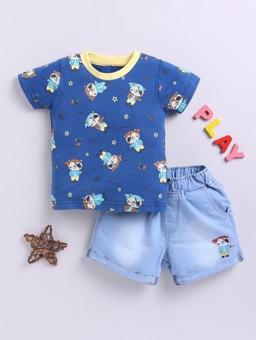 kids printed cotton shorts twin set - 21680634 - Standard Image - 0