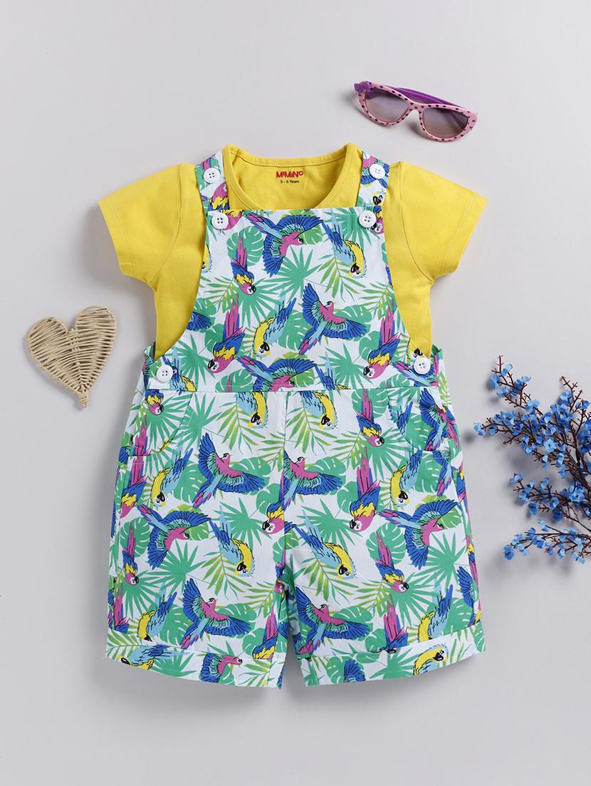 kids printed adjustable strap dungaree - 21680804 - Zoom Image - 0