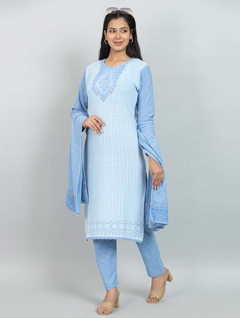 women self design long sleeve suit set - 21680903 -  Standard Image - 3