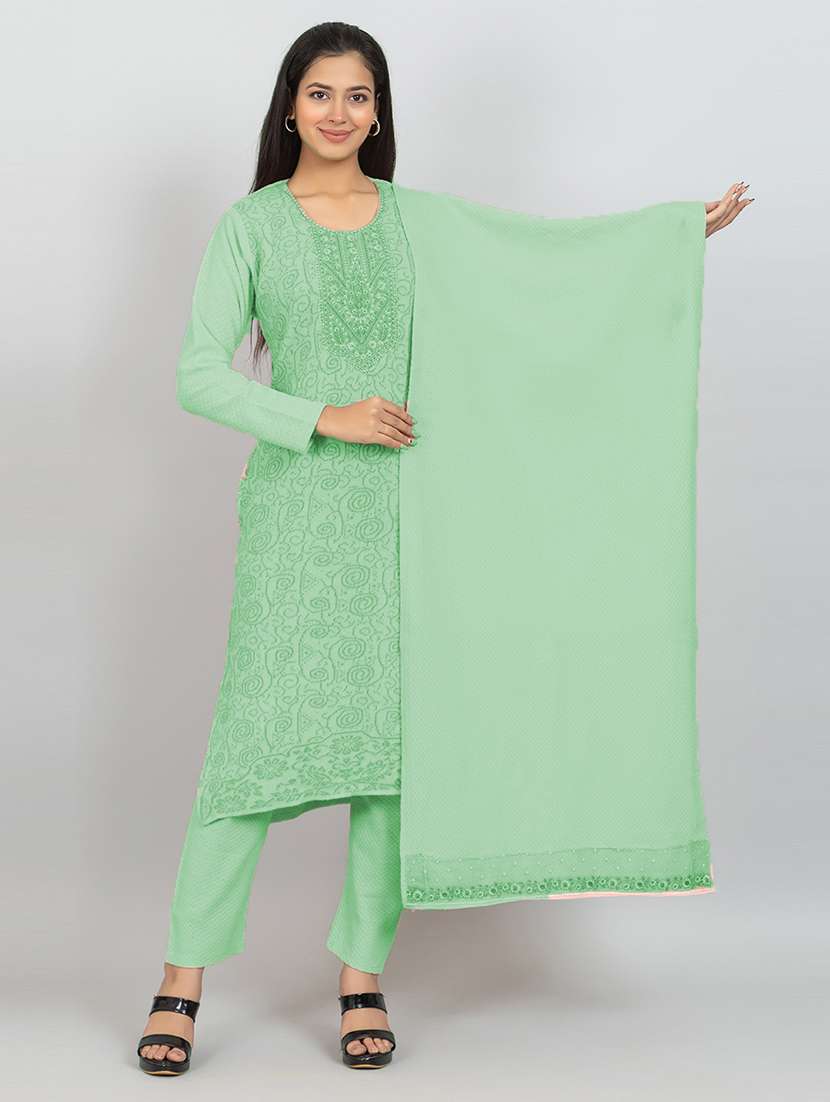 women self design long sleeve woollen suit set - 21680918 -  Zoom Image - 0