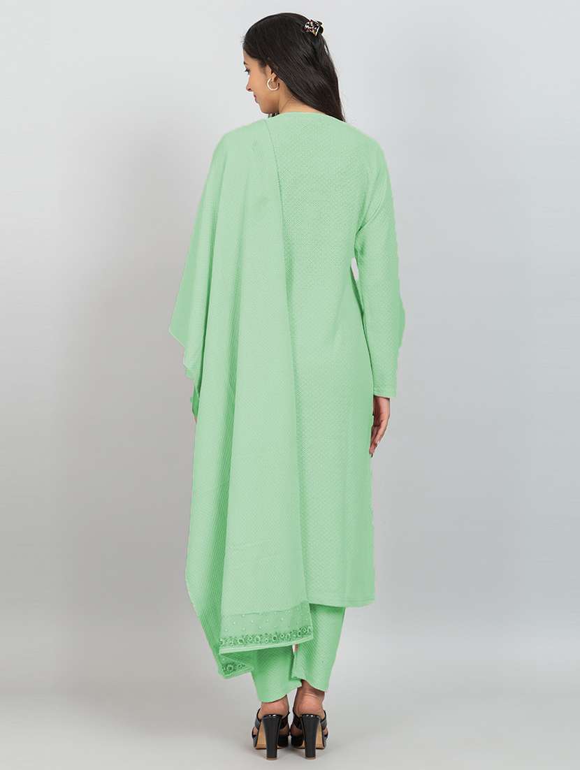 women self design long sleeve woollen suit set - 21680918 -  Standard Image - 3