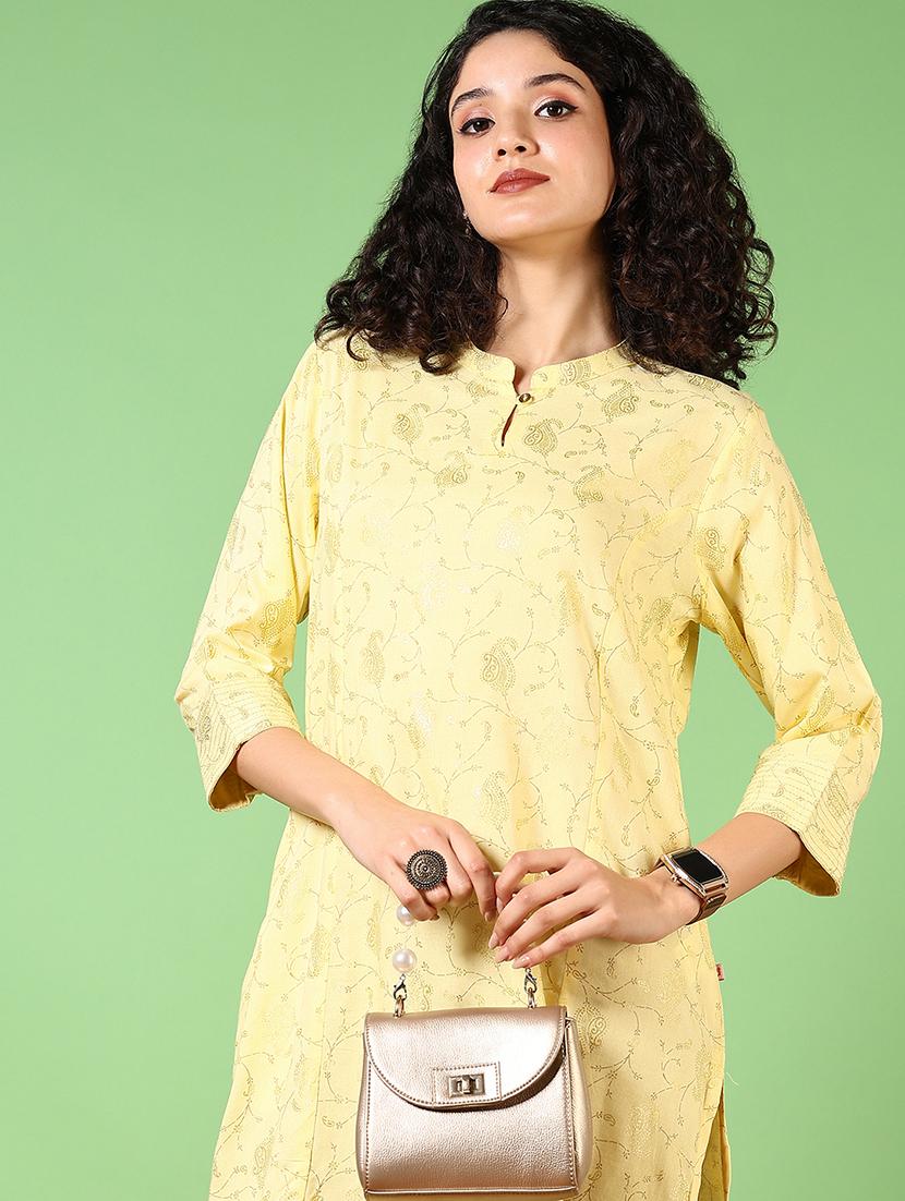 women mandarin neck printed straight kurta - 21681027 - Standard Image - 3