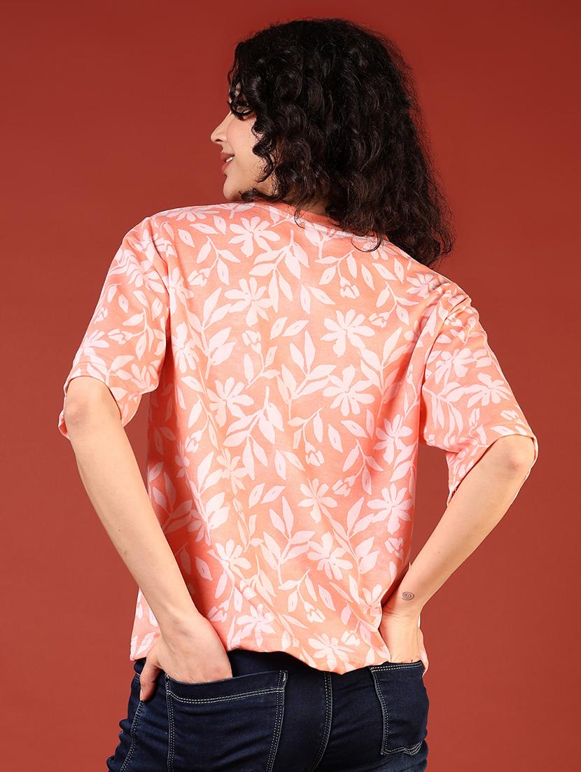 women printed drop shoulder relaxed fit t-shirt - 21681056 - Standard Image - 3