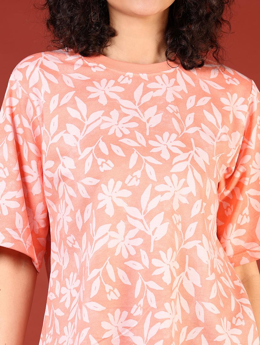 women printed drop shoulder relaxed fit t-shirt - 21681056 - Standard Image - 5