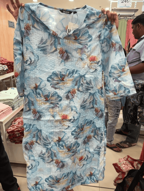 light blue poly cotton kurta - 21681067 - Zoom Image - 0